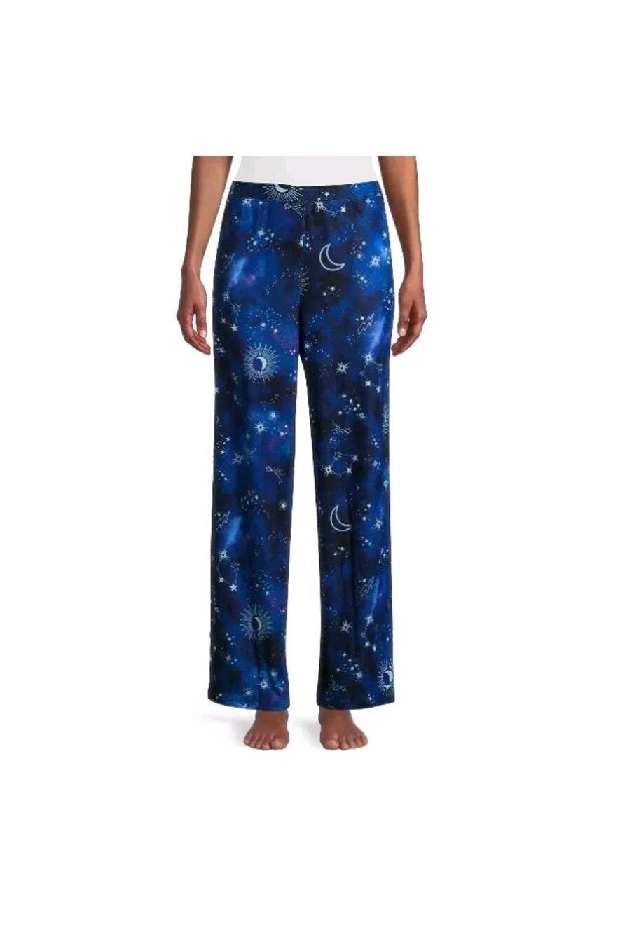 Celestial Night Blue Galaxy Star Print Sleep Pants w/ Pockets M 8-10